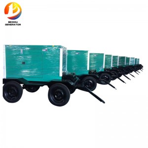 200KVA Trailer အမျိုးအစား ဒီဇယ်မီးစက် သတ်မှတ် Mobile Weatherproof Generator